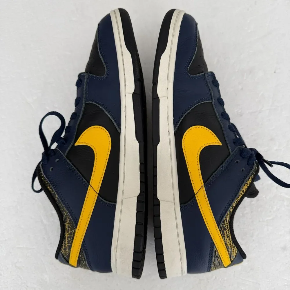 Size 12 -Nike Dunk Low Shoes Vintage Michigan Blue Black Yellow FZ4014-010 Men's